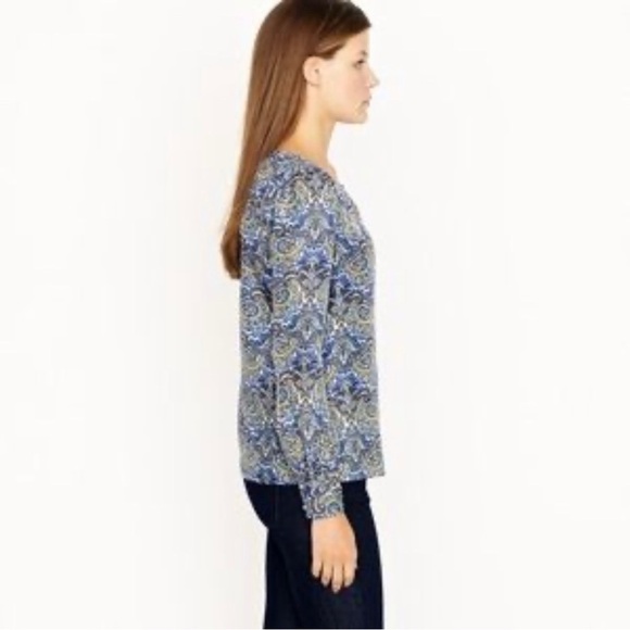 J. Crew - Gorgeous 100% Silk “Talitha” Blouse in Peacock Blue Paisley - Size 2 - Picture 3 of 8